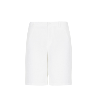 Armani Exchange White plain weave Bermuda shorts