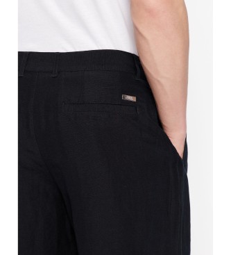 Armani Exchange Navy linen Bermuda shorts