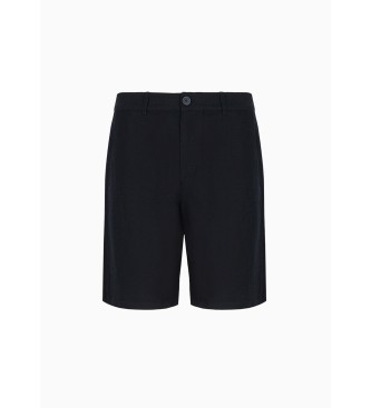 Armani Exchange Navy linen Bermuda shorts