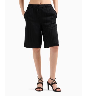 Armani Exchange Bermuda met hoge taille en elastische tailleband zwart