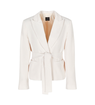 Armani Exchange Half getailleerde korte blazer met punt revers wit