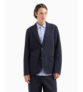 Armani Exchange Blazer aus navyfarbenem Poly-Piqu