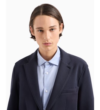 Armani Exchange Blazer aus navyfarbenem Poly-Piqu