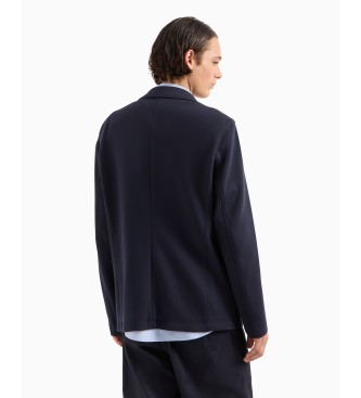 Armani Exchange Blazer aus navyfarbenem Poly-Piqu