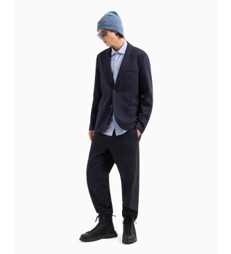 Armani Exchange Blazer in navy poly pique