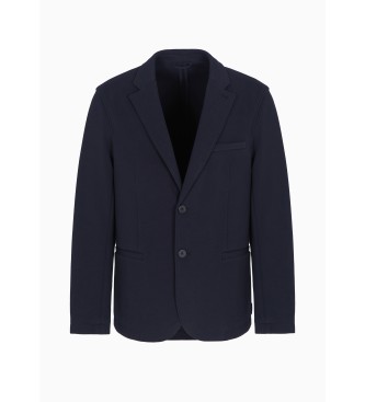 Armani Exchange Blazer aus navyfarbenem Poly-Piqu