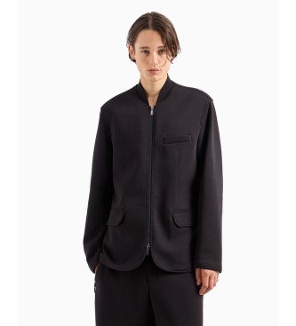 Armani Exchange Zwarte blazer met bomberkraag