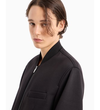 Armani Exchange Black bomber collar blazer