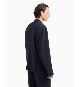 Armani Exchange Blazer in piqu blu scuro