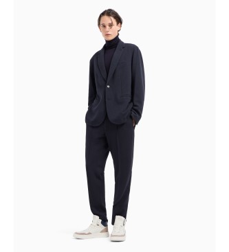 Armani Exchange Blazer in piqu blu scuro