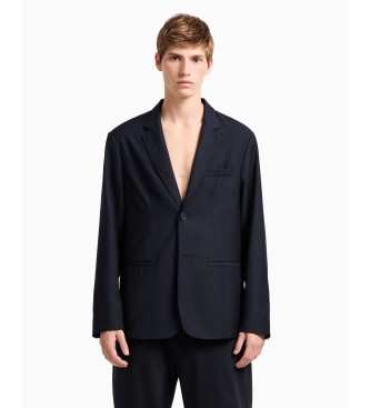 Armani Exchange Blazer recta de dos botones en tejido fluido arino