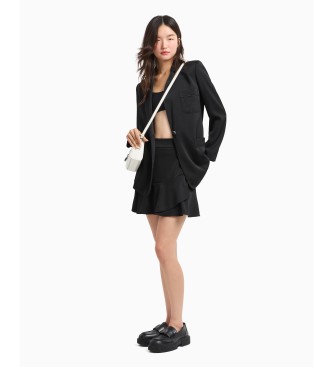 Armani Exchange Blazer semiestructurado de un solo botn con bolsillos de parche y logo bordado en el pecho negro