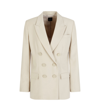 Armani Exchange Blazer semiestructurado de doble botonadura con botones de goma tonal beige