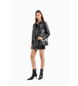 Armani Exchange Czarna skórzana kurtka biker