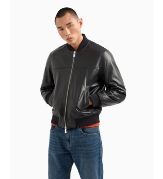 Armani Exchange Schwarze Lederjacke