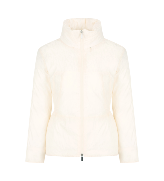 Armani Exchange Chaqueta acolchada de longitud regular con cuello alto y patrn jacquard tonal blanco crudo