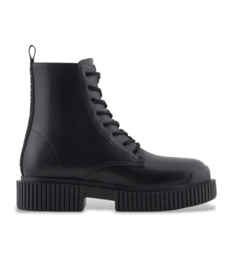 Armani Exchange Schwarze Lederstiefel