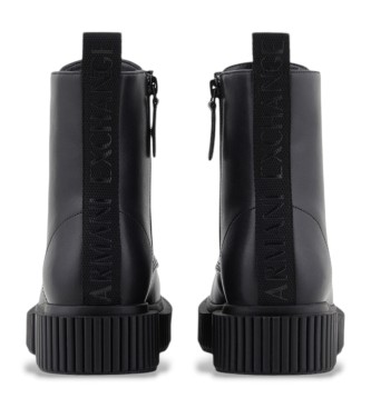 Armani Exchange Schwarze Lederstiefel