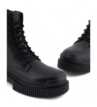 Armani Exchange Bottes en cuir noir