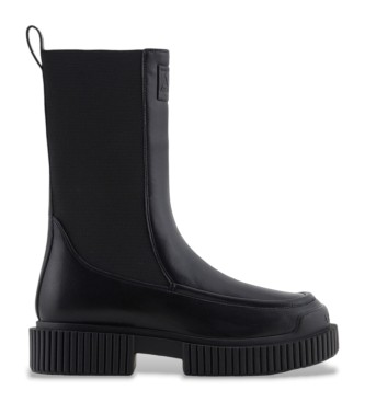 Armani Exchange Bottines en cuir noir