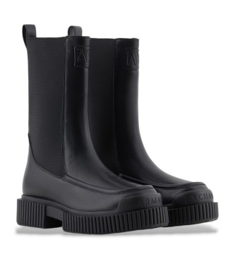 Armani Exchange Bottines en cuir noir