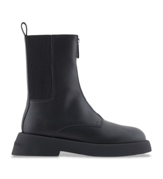 Armani Exchange Bottes en cuir noir