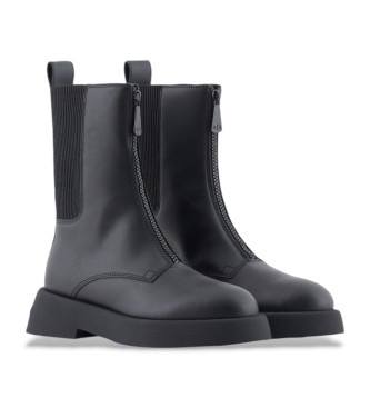 Armani Exchange Schwarze Lederstiefel