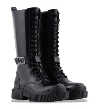 Armani Exchange Schwarze Schnallenstiefel