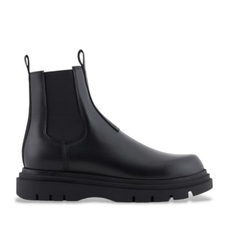 Armani Exchange Black leather Chelsea ankle boots