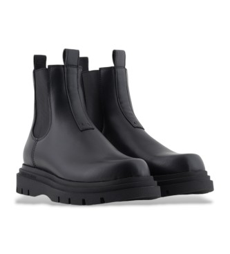 Armani Exchange Black leather Chelsea ankle boots