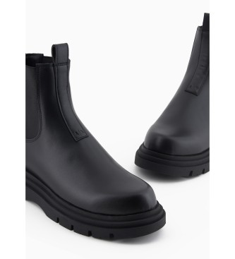 Armani Exchange Black leather Chelsea ankle boots