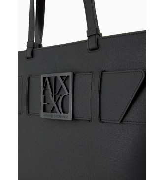 Armani Exchange Textura Einkaufstasche schwarz