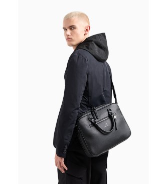 Armani Exchange Cartella in tessuto rivestito nero