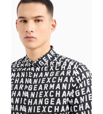 Armani Exchange Camisa estampada de manga curta preta