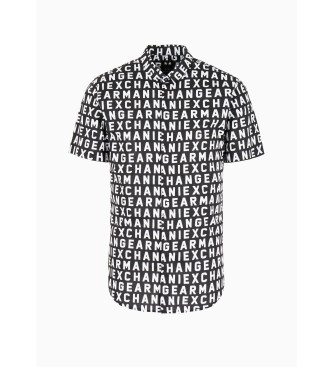 Armani Exchange Czarna koszula z krótkim rękawem z nadrukiem