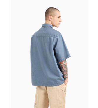 Armani Exchange Modra srajca iz materiala Tencel