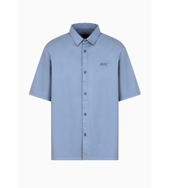 Armani Exchange Camisa Tencel azul