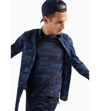 Armani Exchange Camisa estampada azul-marinho