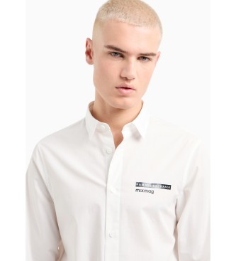 Armani Exchange Camicia bianca con toppe a maniche lunghe