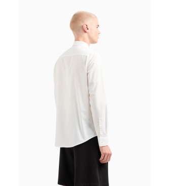 Armani Exchange Camicia bianca con toppe a maniche lunghe