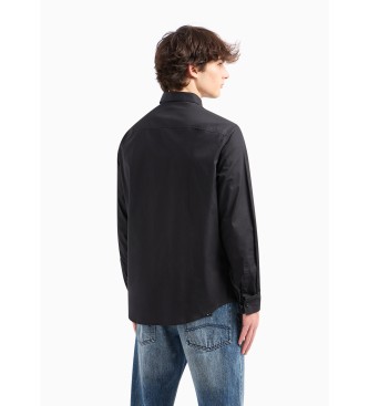 Armani Exchange Camicia nera con toppe a maniche lunghe