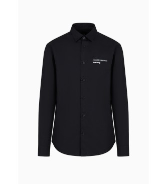 Armani Exchange Camicia nera con toppe a maniche lunghe