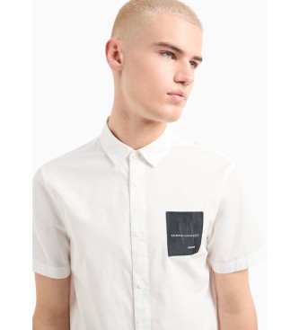 Armani Exchange Biała koszula z naszywkami