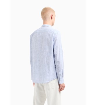 Armani Exchange Modra lanena srajca