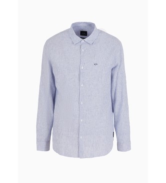 Armani Exchange Blauw linnen shirt