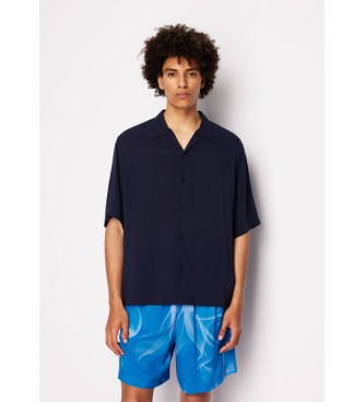 Armani Exchange Camisa boxy azul-marinho