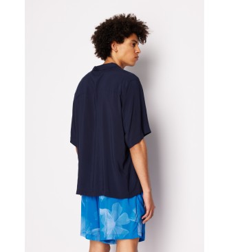 Armani Exchange Camisa boxy azul-marinho
