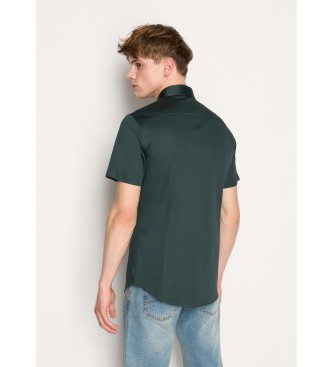 Armani Exchange Koszula popelinowa z krótkim rękawem zielona