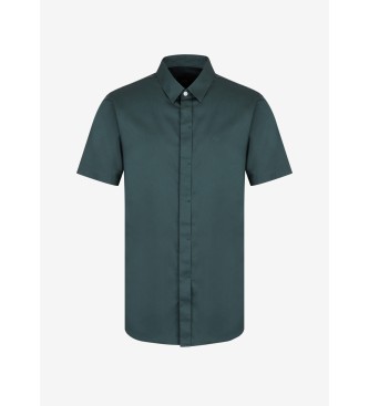 Armani Exchange Koszula popelinowa z krótkim rękawem zielona