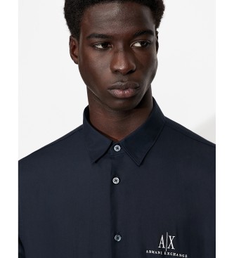 Armani Exchange Camisa de popelina azul-marinho